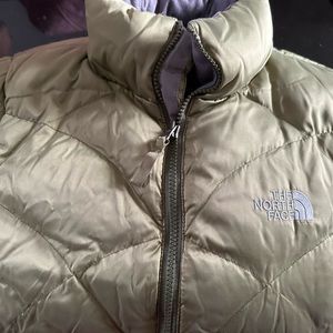 North face metallic green jacket